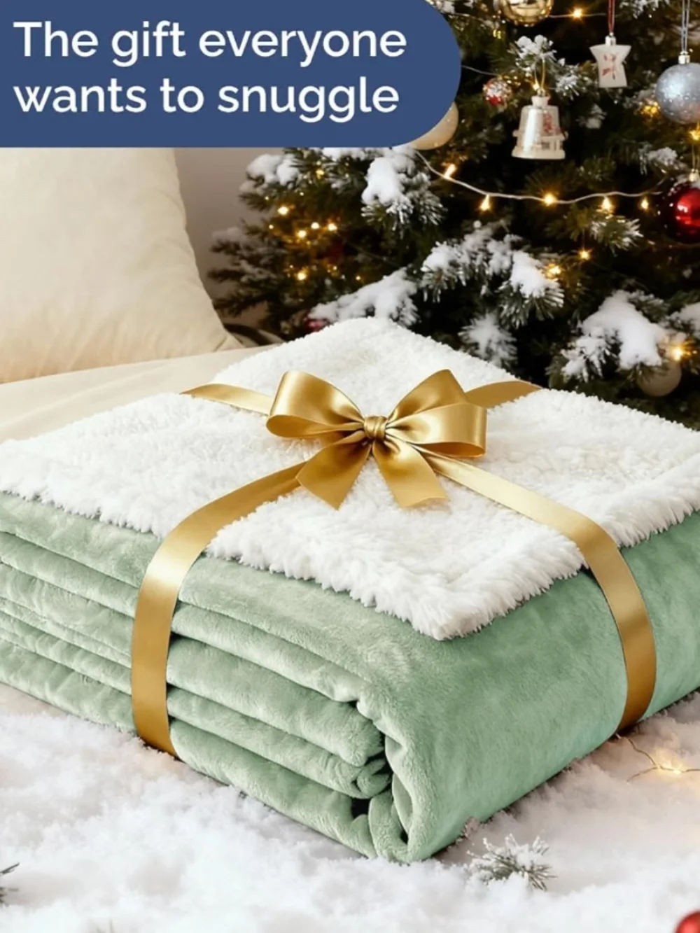 Sage Green Plush Reversible Sherpa Throw Blanket 60x80